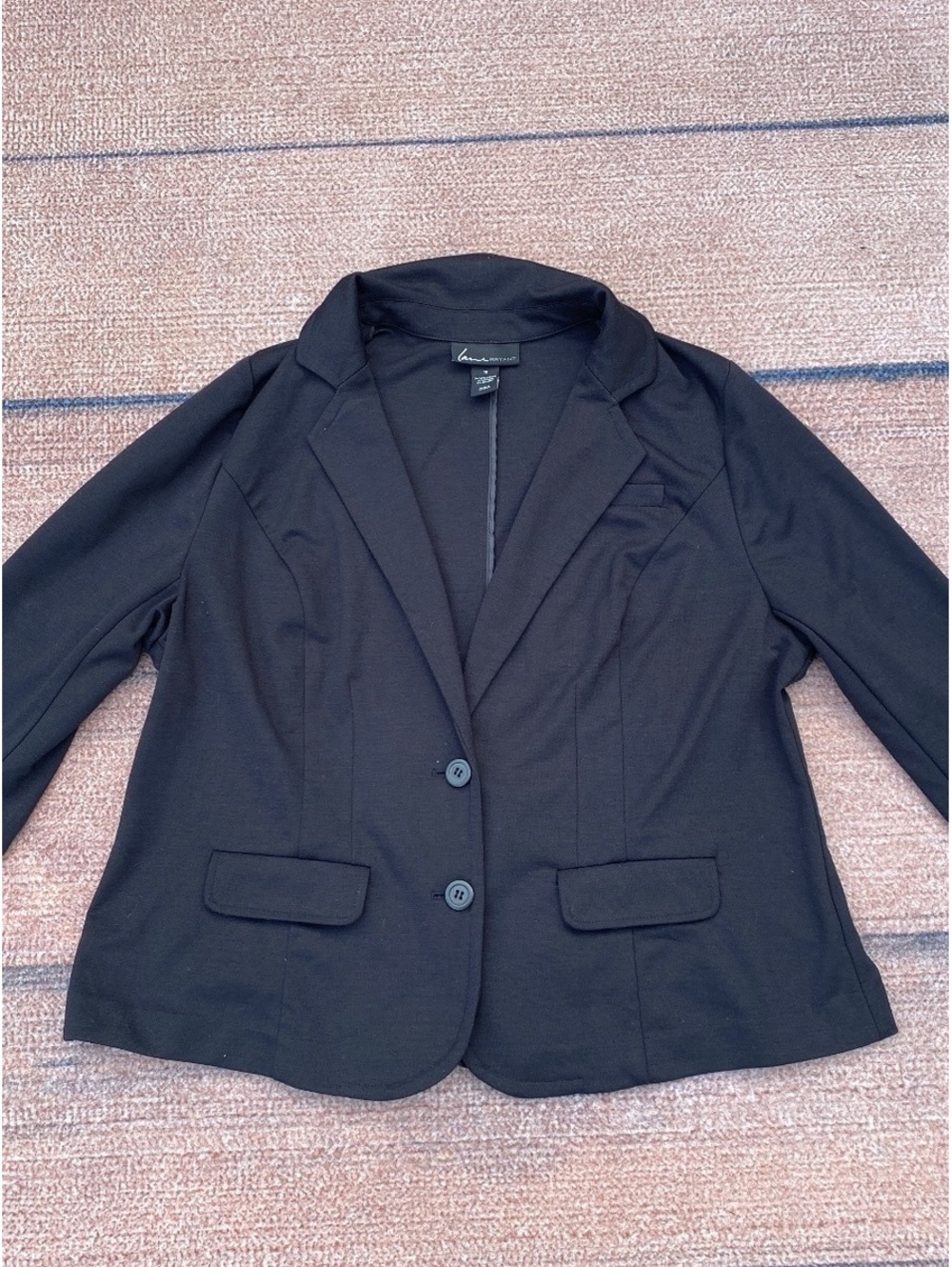 Lane Bryant minimalist heavy knit ponte unlined black two button blazer 18